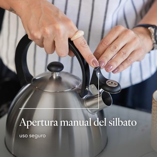 Miniatura 5 de Florina Hervidor De Agua 2,5 L Hervidor De Té De Acero Inoxidable Brillo Hervidor De Agua A Prueba De Arañazos Estufa De Inducción, Gas, Eléctrica Color: Plata