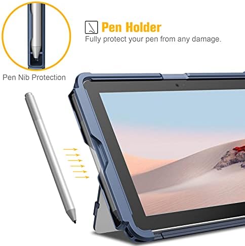 FINTIE Hard Case for Microsoft Surface Go 3 2021 / Surface Go 2 2020 / Surface Go 2018, 10-inch Shockproof Folio Protective Rugged Cover Compatible with Type Cover Keyboard + Original Kickstand, Blue