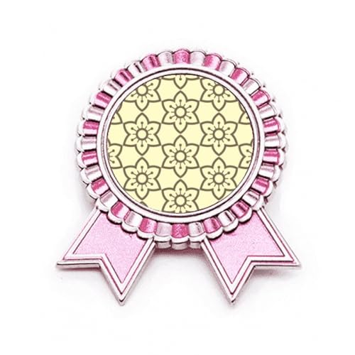 Broche brocart rose motif fleurs Winner Award Medal en métal taille M