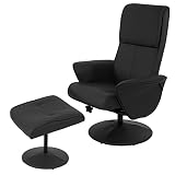 Mendler Relaxsessel Helsinki, Fernsehsessel Relaxliege TV-Sessel mit Hocker - Kunstleder, schwarz
