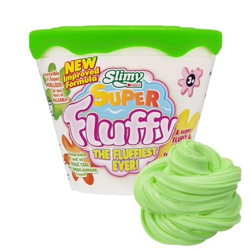 SLIMY Super Fluffy 100g Grün Spielmasse im Becher - der flaumigste Original Slimy Slime, lustig duftende Schleim Knete für Kinder