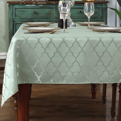 SASTYBALE Jacquard Sage Green Tablecloth, Flower Patterns Table Cloth Spill Proof Wrinkle Resistant Table Cover for Kitchen Dining Tabletop Decoration (Rectangle, 52" x 70" (4-6 Seats))