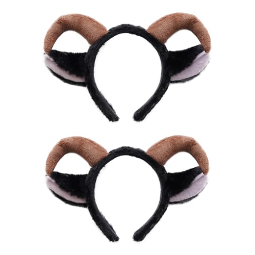Pistha 2 PCS Goat Ears Headband Black Lamb Sheep Ears Headband for Women Halloween Costume