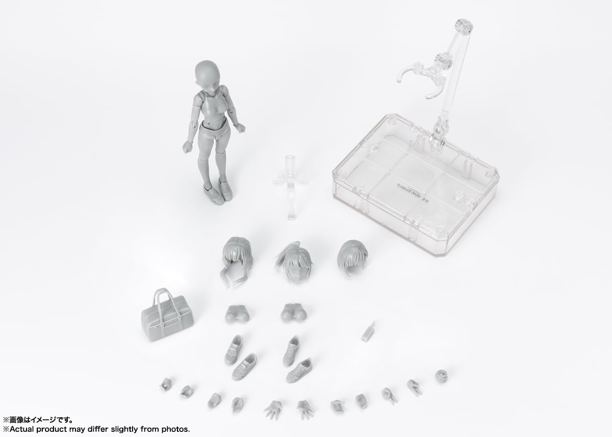 TAMASHII NATIONS - Tamashii - Body-Chan -School Life- Edition DX Set (Gray Color Ver.), Bandai Spirits S.H.Figuarts Action Figure