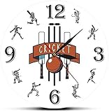 Horloge Murale Mute Horloge Murale Moderne 30 cm Logo de Cricket Imprimer Horloge Murale, Art Mural Sportif, Décoration intérieure, Horloge Murale sans tic-tac, Horloge de Cricket personnalisée,