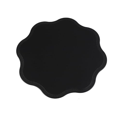 Dkiugl Svart Nordic Round Flower Placemat Leather Kitchenware Heat Insulation Non-Slip Mat Table Coaster