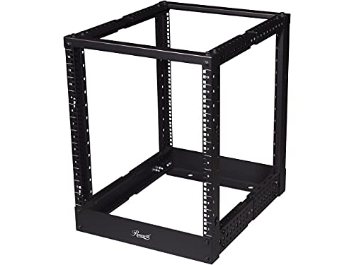 Rosewill Adjustable 12U Open Frame Server Rack with Hooks for Cable Management. Computer Rack, Mini Server Rack, Storage Network Rack Cabinet for Rackmount Server Case/Chassis - RSR-4P12U001