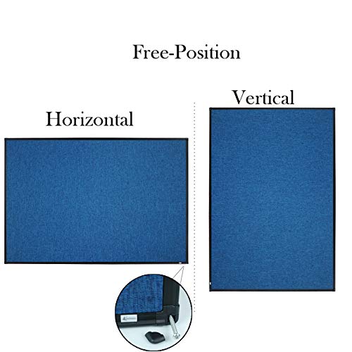 Lockways Linen Cork Bulletin Board, 36 x 24 Inch Framed Linen Fabric Pinboard, Blue Color Message Notice Wall Bulletin Cork Board for Home Kitchen Office Decorative, Black Aluminum Frame