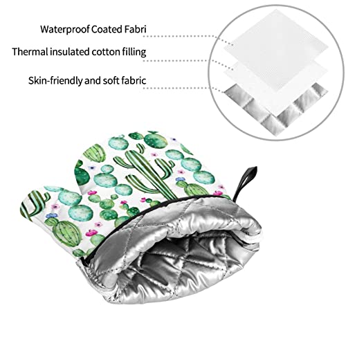 Yiftd Oven Mitts And Pot Holders Sets Of 4 Cactus Plants Washable Kitchen Gloves Waterproof Oven Gloves And Hot Pads For Baking Cooking Grilling Bbq #TOP6