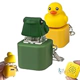 Frog Croaking Keychain with LED Lights & Sound – Rechargeable Croak or Quack Sound Button, Portable Keyboard Clicker Fidget Toy for Stress Relief and Daily Relaxation (Frog+Duck)
