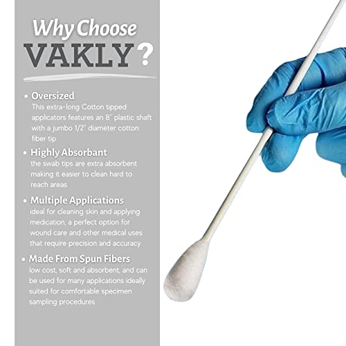 Oversized Swabs [Pack of 100] Extra-long 8" Cotton Tipped Applicators with Large 1/2" Diameter Swab - Non-sterile – Plastic Shaft - Thumbnail 3