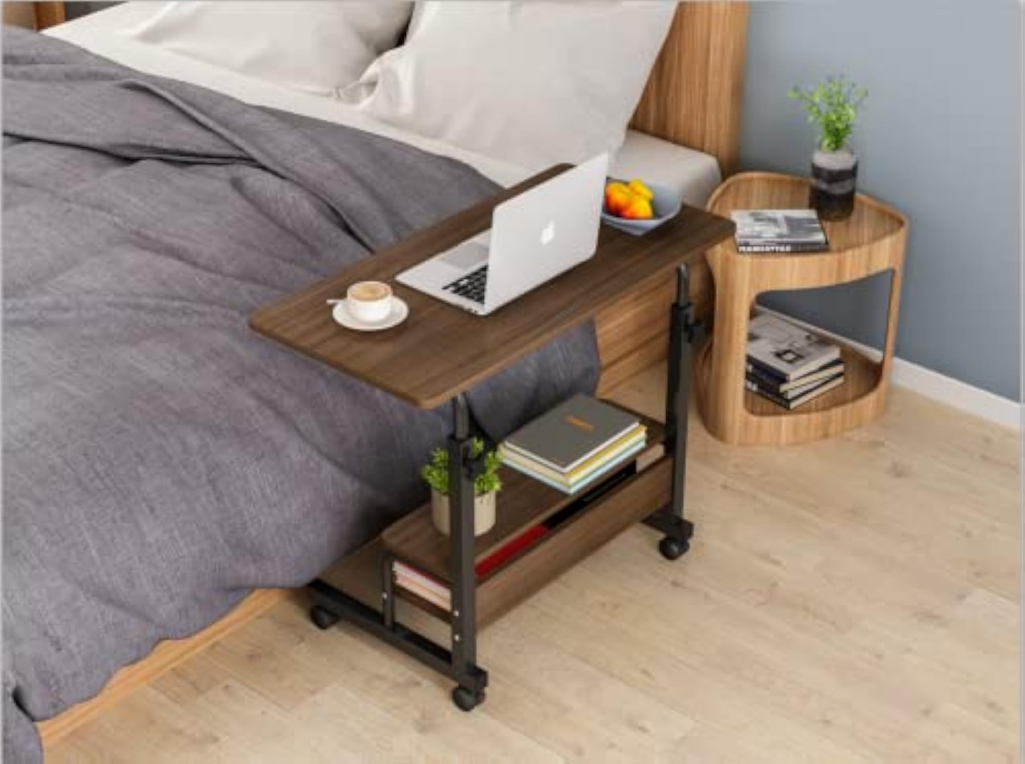 Wooden Laptop Table for Home Office, Brown & Black