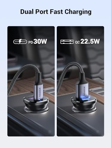 Image of UGREEN 30W USB C Car Charger, Dual Port Cigarette Lighter Adapter