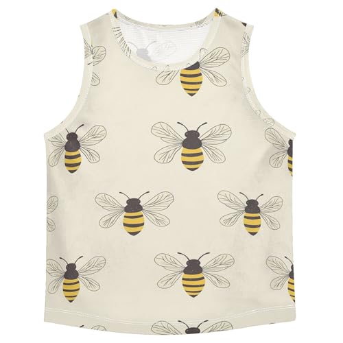 JUNZAN Cartoon Cute Bees Boys Athletic Tank Top Sleeveless Toddler Vest Sports Shirts Youth for Beach Travel Sports 3T