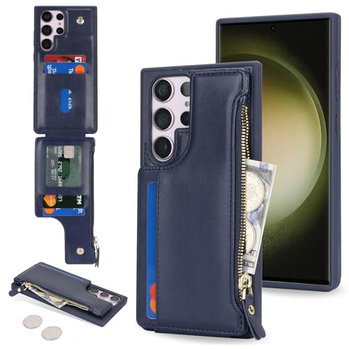Cavor for Samsung Galaxy S23 Ultra Case Wallet with Card Holder, Blue