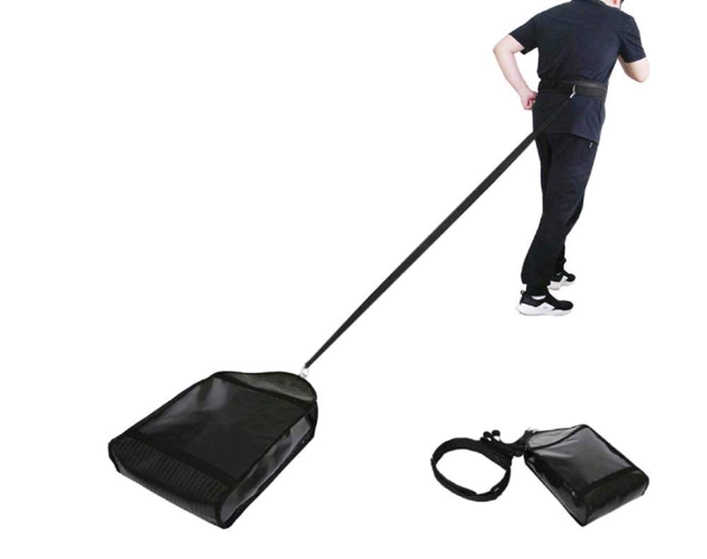 Borsa da Allenamento A Slitta,Sacco di Sabbia per Allenamento di Resistenza con Cintura in Vita E 3 Sacche di Regolazione,PVC Nero 57 * 30cm