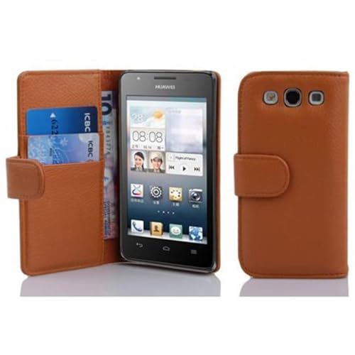 Cadorabo Hülle kompatibel mit für Huawei Ascend G510 / G520 / G525 Handyhülle aus Kunst Leder Klappbare Magnetische [Kartenfächern] Cover Hülle für Huawei Ascend G510 / G520 / G525 Tasche in Braun