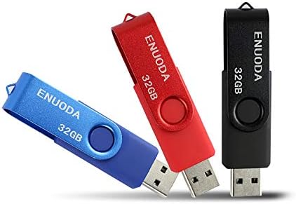 32GB Memory Stick 5 Pack ENUODA USB 2.0 Flash Drive Swivel Design Pen Drive USB Stick Thumb Drive for Data Storage (Black Purple Green Blue Red)