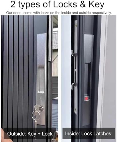Customizable Accordion Folding Door with Lock & Key - Retractable Sliding Gate for Home & Bedroom Privacy - Metal Interior Door Screen, Kitchen Hardware, 35x80in (88.5x203cm)