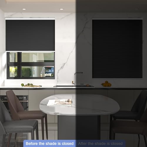 MYshade Cordless Cellular Window Shades No Tools No Drill Blackout Blinds for Indoor Windows Size 29.5" Wide X 72" Height Black Room Darkening Window Blinds for Bedroom, Bathroom, Kitchen by MYshade - Used condition - Image 2