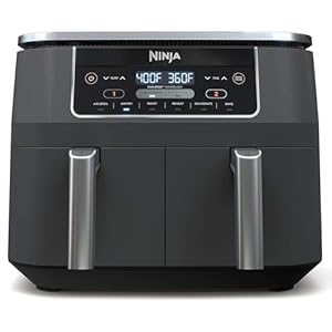 Ninja DZ201 Foodi 8 Quart 6-in-1 DualZone 2-Basket Air Fryer with 2 Independent Frying Baskets, Match Cook & Smart Finish to Roast, Broil, Dehydrate & More for Quick, Easy Meals, Grey (Renewed) Ninja DZ201 Foodi 8 Quart 6 in 1 DualZone 2 Basket Air Fryer with 2 Independent Frying Baskets Match Cook Smart Finish to Roast Broil Dehydrate More for Quick Easy Meals Grey Renewed