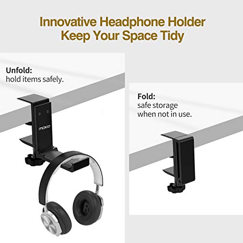 Moko Headphone Stand, Universal Aluminum Foldable Headphone Hanger Adjustable Headset Holder Clamp Mount Desk Hook Holder For All Headphone Sizes, Sennheiser, Audio-Technica, Ps5 Gaming Headset- Black #TOP1