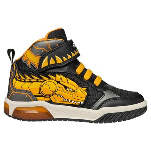 Geox J INEK Boy A, Basket, Black/Yellow,
