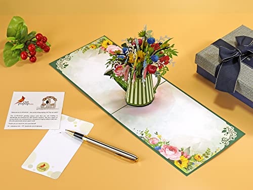 Cutpopup Mother's Day Card Pop Up, Birthday 3D Greeting Card (Watering Can Flowers) #TOP5