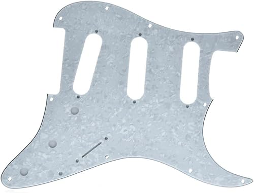 Miniatura 28 de KAISH 11 Agujero ST/Strat Estilo Pickguard SSS Pick Guard para USA/México Stratocaster/Strat Black Pearl Perla de abulón.