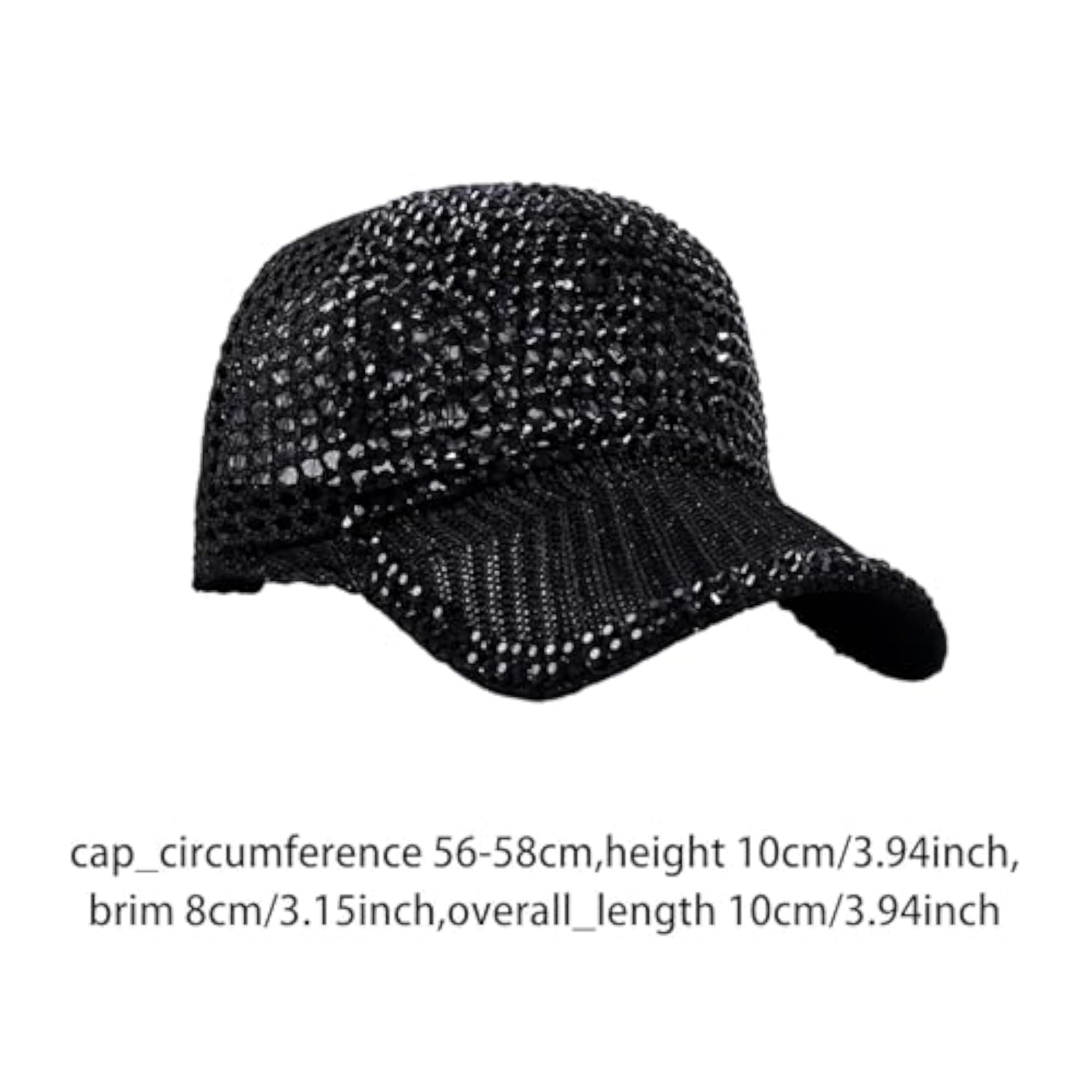 Mesh Rhinestone Baseball Cap, Adjustable Casual Hat for Sports