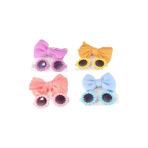 Set 2 accesorios perro con gafas y diadema floral miniatura 3