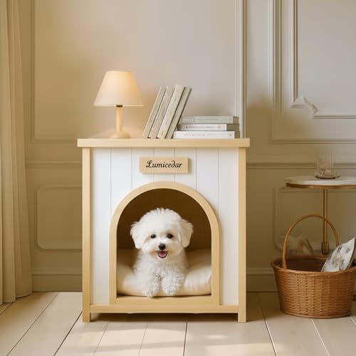 Lumicedar Wooden Cat House Indoor, Modern Small Dog House, Nordic