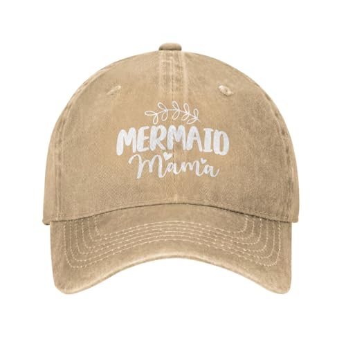 Hiking Hats for Men Mothers Day Mom Gifts Retro Caps for Men's Sport Cap Light Weight Mermaid Mama Fashion Caps Natural