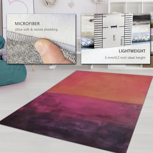 Tapis lavable 100x150cm abstrait et antidérapant multicolore