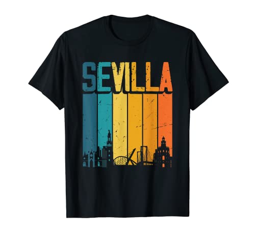 Sevilla España Retro Vintage Sunset Skyline Sevilla Camiseta