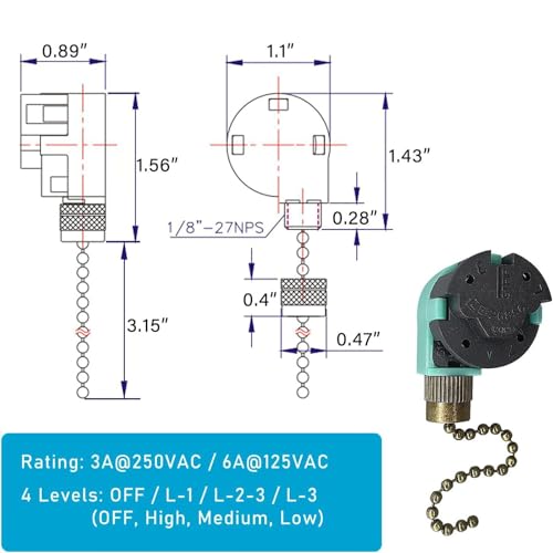 Image of ARTISOUL Ceiling Fan Switch Professional Cbb61 Capacitor High Performance Bronze Chain | Home & Garden | Lamps, Lighting & Ceiling Fans | Lighting Parts & Accessories