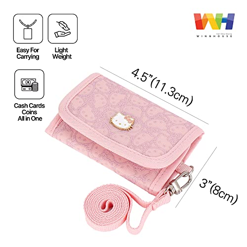 Winghouse X Hello-Kitty Officially Licensed Trifold Novelty Travel Wallet Accessories Money Organizer With Detachable Lanyard For Kids Girls Teenagers To Carry Their Essentials With Style Pink #TOP6