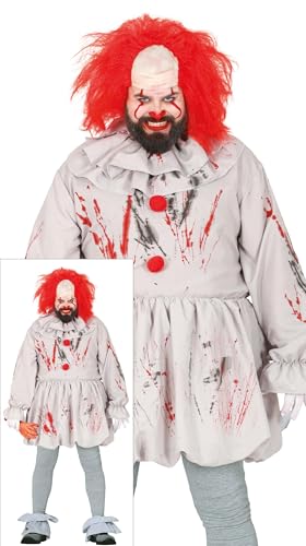 FIESTAS GUIRCA Disfraz de Payaso Asesino para Hombre - Disfraz de Payaso de Terror Gris - Disfraces de Halloween para Hombre Talla Adulto XL