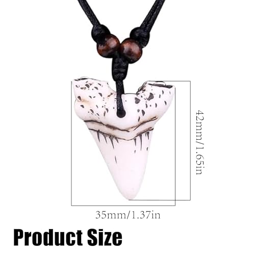 Teegxddy 2 Stücke haifischzähne-Anhänger-Halsketten，Mädchen-Jungen-Halsketten, Anhänger-Halsketten, Halsketten, haizahn kette，Frauen Halskette,Surferkette Herren(Weiß Und Braun)