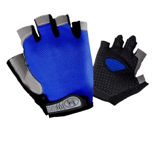 Mr.Fashion Summer outdoor sports fitness half-finger gloves, men's and women's knitted bicycle gloves, silicone shock-absorbing (Basic - Sky Blue,XL)