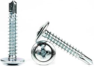 4.2mm x 19mm Self Drilling Wafer Head Screws Steel Self Tapping Screws for Metal Sheets Roofing Windows (Pack of 50)