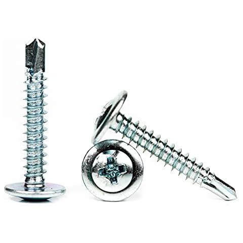 4.2mm x 25mm Self Drilling Wafer Head Screws Steel Self Tapping Screws for Metal Sheets Roofing Windows (Pack of 50) Cover