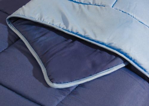 Reversible Mini Bed Set - 3 Piece - Navy Blue/Light Blue - Queen Size
