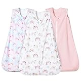 david's kids 3 Pack Warm Micro Fleece Baby Sleep Sack 6-12 Months, Soft Baby Wearable Blankets with 2-Way Zipper, Comfy Winter Sleeping Bags for Infant Newborn Girls Neutral, Medium Size, Rainbow