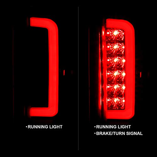 AmeriLite Truck 3D C-Type Halogen, Led, Tube Dark Smoke Replacement Tail Light Set For 1989-1996 Ford F150 Bronco F250 F350 - Passenger and Driver Side, Vehicle Light Assembly, Black by AmeriLite - Image 7
