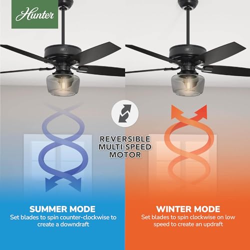 Image of Hunter Bennett, Indoor, Ceiling Fan, Standard Mount, 52 inch, Matte Black