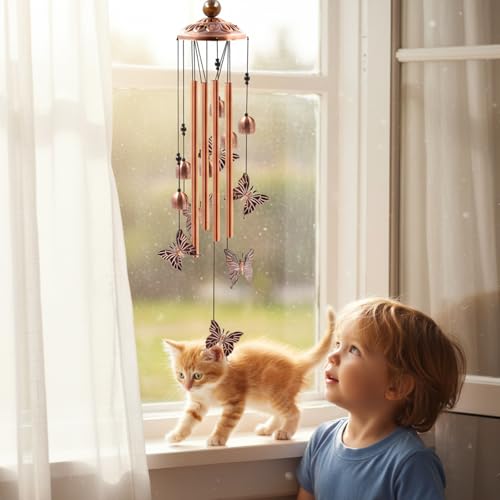 Wind Chimes for Outside, Butterflies Aluminum Tube Wind Chimes with S Hook, Patio Porch Garden Decor, Housewarming Gift for Mother’s Day Women Mom Grandma Sister by Ukulork - Image 7