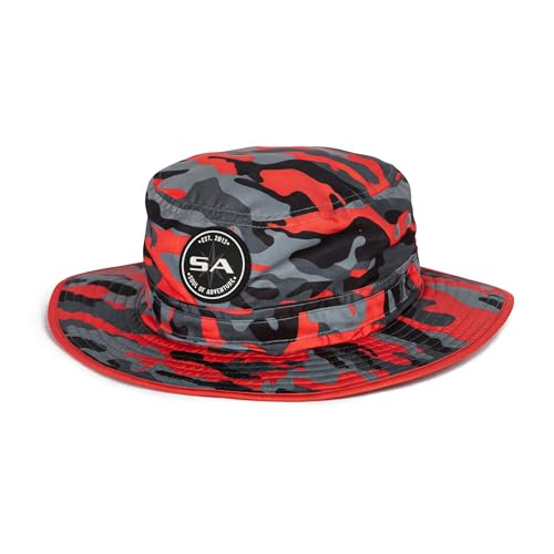 Soul of Adventure Bucket Hat | UV 50+ for Adults | Sun Protection with Adjustable Fit, Moisture-Wicking Fabric | Red Military Camo Print