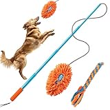 Ausziehbare Flirt Pole Reizangel für Hunde mit 2 Knoten & Robustem Seil, Baseball Stil Verstellbarer Flirtstock für Haustier Interaktives Jagdtraining Bewegungsspiel Indoor Outdoor Hundespielzeug