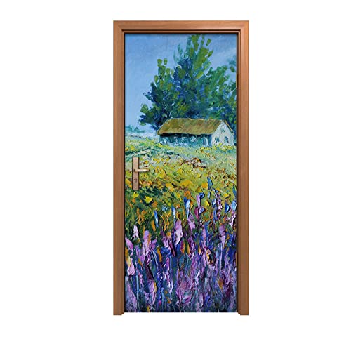 Autocollant de porte cottage pour créer une ambiance nature et fleurs de campagne